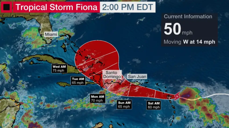 Storm signals issued in some islands as TS Fiona tracks northern ...